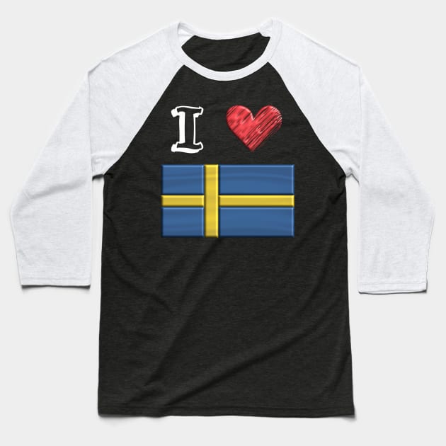 I love Flag from Schweden Baseball T-Shirt by JG0815Designs